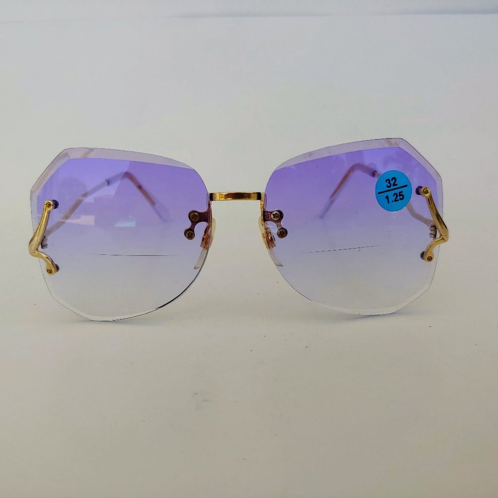 NWT Vintage 90's Lady Small Dia-Cut Bi-Focal Reading Sunglasses +3.25 (Blue)